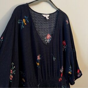 Time and Tru Floral Embroidered Maxi Dress - Navy Blue XL